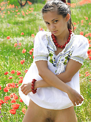 Sima enjoys a relaxing weekend,   sunbathing among the flowery fields for   her debut series. - Pics
