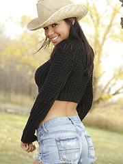 Meanwhile back at the ranch there's an adorable little cowgirl named Destiny getting naked - Pics