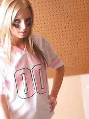 Cute blonde Skye is ready for some football as she pulls down her booty shorts exposing her tiny thong underneath - Pics