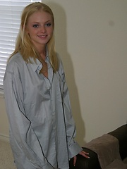 Skye show her legs as she teases in just a big dress shirt with nothing else on - Pics