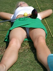 Skye Model is at the golf course showing off her tight teen ass in white booty shorts - Pics