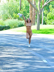 Kiera goes for a jog naked