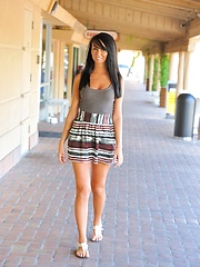 Rebecca does upskirts outside - Pics