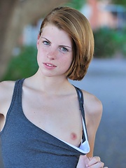 Aubrey being shy and slowly takes off clothes - Pics