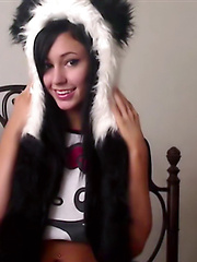 Freaky Catie Minx is a bad little panda bear finger banging herself to orgasm - Pics