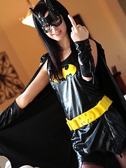 If anybody can turn Batman and Robin straight it's superslut Catie Minx as Batgirl - Pics