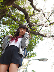 Yuuri Shiina Asian in school uniform is so cute while walking - Pics