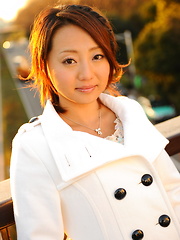 Hot girl You Shiraishi poses outdoor in coat - Pics