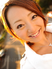 Hot girl You Shiraishi poses outdoor in coat - Pics
