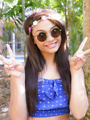 Very sexy short petite hippe teen Jaye Austin wants to save the trees but ends up getting her twat banged up in her back yard - Pics